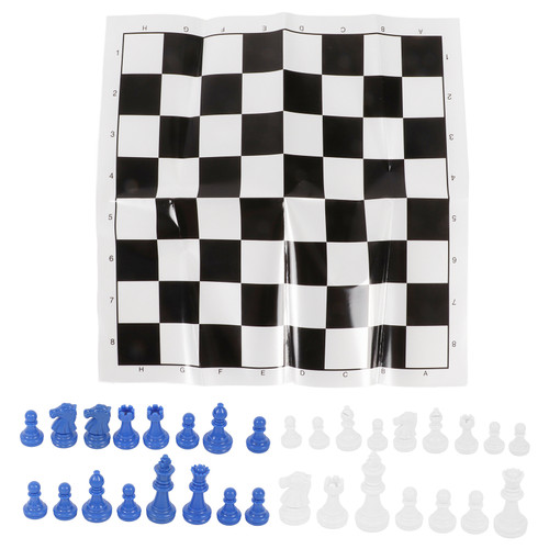 Chess Set International Standard Chess Game Set with Chessboard for Camping Outdoor Travel(Blue White )