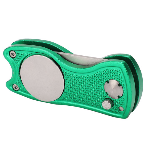 Stainless Steel Golf Pitchfork Foldable Golf Divot Tool Switchblade Tool Divot Repair ToolGreen