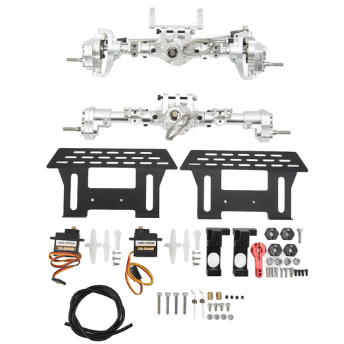 RC Axle Kit Front Rear CNC Differential Locking Portal Axles Set for Axial SCX10 I II III 90046 90047 1/10 RC Car Silver