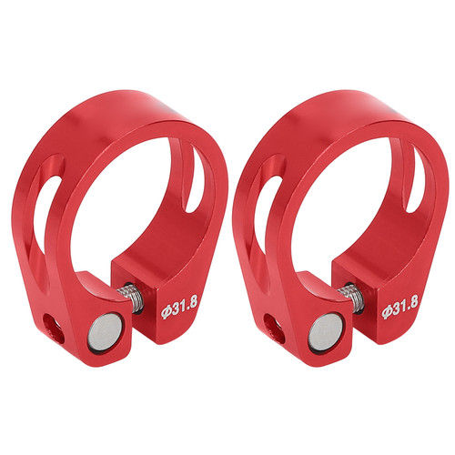 2Pcs Bicycle Seat Post Clamp Aluminum Alloy Quick Release Bike Seat Pipe Clamp for Bicycle Accessories Red