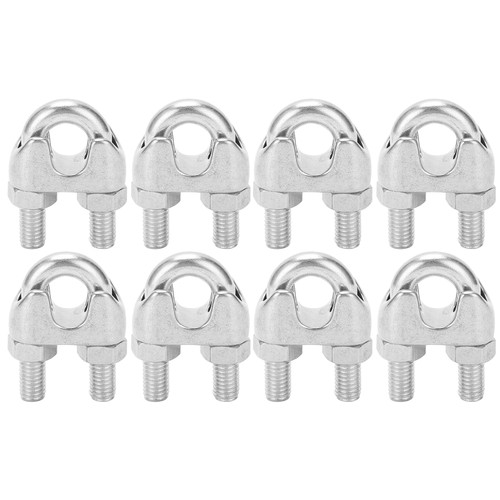 8pcs 3/8 Inch M10 Stainless Steel Wire Rope Cable Clip Clamp U Bolt Saddle Fastener