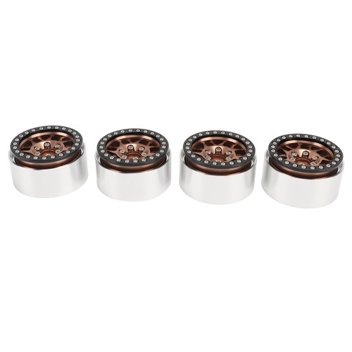 4Pcs 1.9in RC Wheel Rims Alloy CNC Machining 1/10 RC Beadlock Wheel Hub for Axial SCX10 90046 AXI 03007 REDCAT MST Copper
