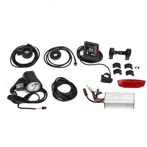 Electric Bike Conversion Kit 25A Controller LCD8H Panel Headlight Taillight Thumb Throttle for 500W 750W Motor DC 36 48V