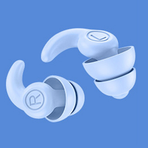 1 Pair Silicone Ear Plugs for Sleep Noise Reduction Sound Isolating Noise Cancelling Reusable Earplugs Third Generation Blue