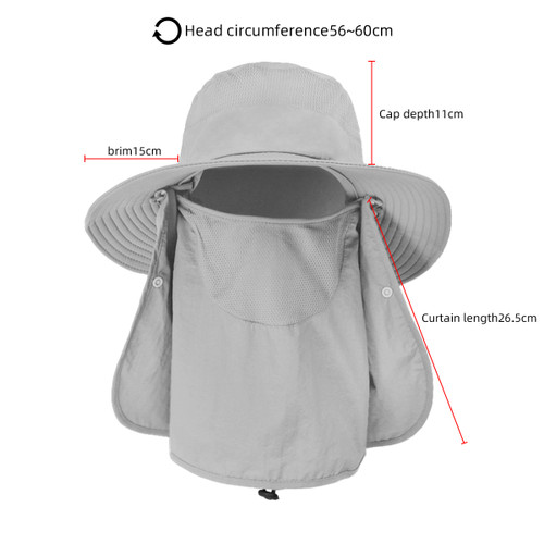Fishing Hat For Men With Neck Flap Arm Sleeves Wide Brim Outdoor Hats Sun Protection