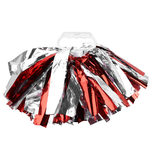 Cheerleadering Pom Poms Pompoms for Dance Party School Sports Competition (Silver+Red)