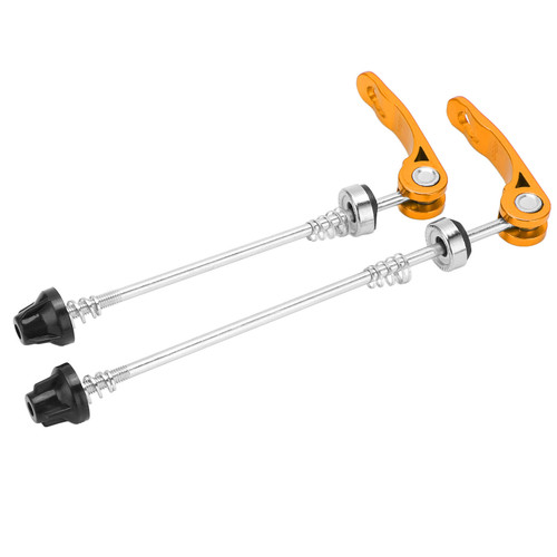 2Pcs Bicycle Hub Quick Release Lever 145mm Front 185mm Rear  Wear Resistance Quick Release Skewer for Bike WheelYellow