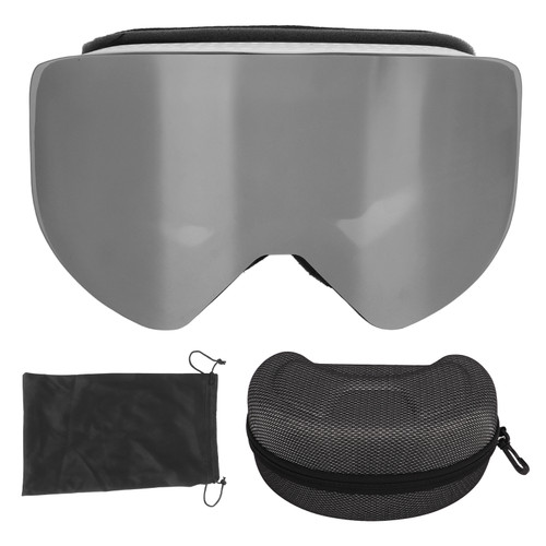 Ski Goggles with Magnetic Lens Anti Fog UV Protection Snowboard Goggles Outdoor OTG Snow Goggles Black Frame Silver Lens