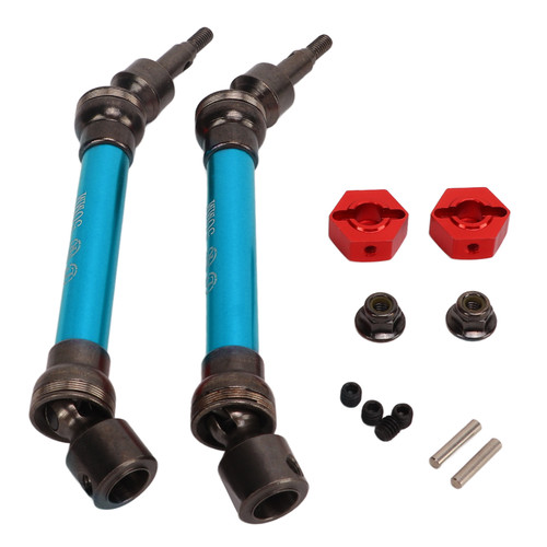 2pcs RC Drive Shaft Large Angle Adjustable Front Rear Transmission Shaft for Arrma Big Rock for Senton for Vorteks 1/10 Blue