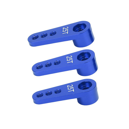 3pcs RC Aluminum 25T Servo Horns Metal Steering Arm for 1/8 1/10 RC Car Upgrade PartsBlue
