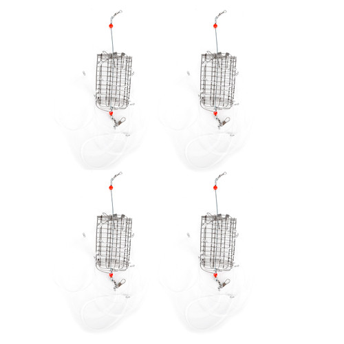 Crab Snares with 8 Loops Reusable Cylindrical Stainless Steel Wire Mesh Crab Bait Traps with Nylon Cord 4PCS