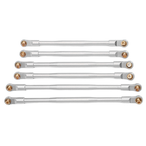 6 Pcs RC Car Metal Pull Rod Wear Resistant Metal Suspension Rod Link for Axial RBX10 1/10 RC CrawlerSilver