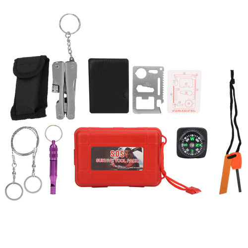Outdoor Survival Emergency Gear Kit Camping Hiking Self Help Tools Box Pack