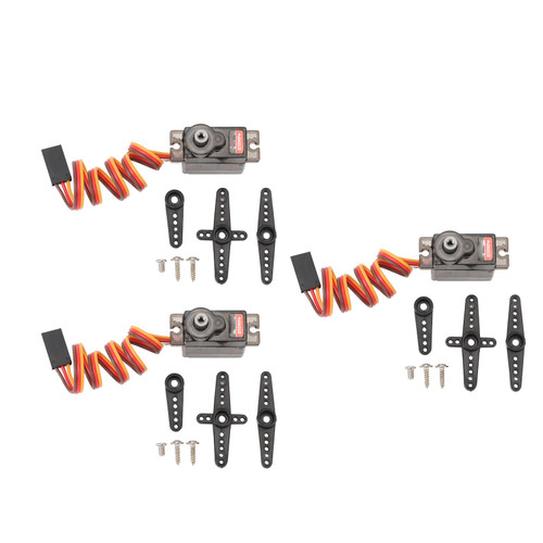3PCS RC Servo Lightweight High Torsion Output Iron Gear Servo with Steering Arm for Remote Control Aircraft Cars 9g