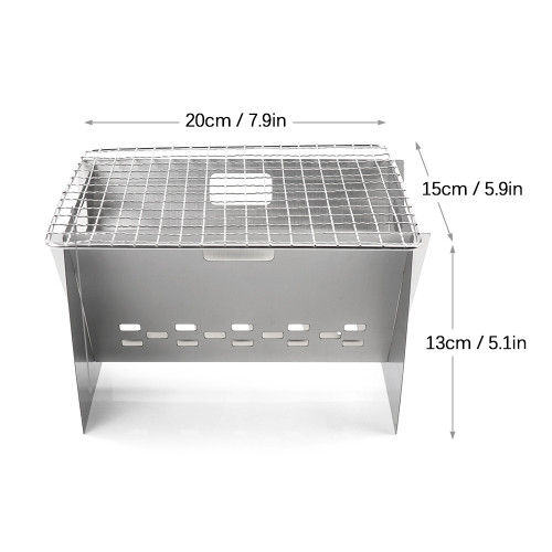 Camping Wood Burning Stove Outdoor Portable Folding Stainless Steel Backpacking Cooking Stove with Grill Plate