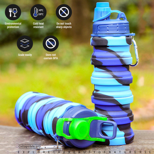 Silicone Silicone Travel Bottles Foldable Bottle Sport Water Bottle 500ml