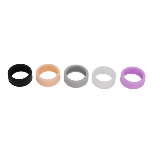 5pcs Smart Ring Sleeve Black White Gray Pink Purple Silicone Elastic Anti Scratch Skin Friendly Smart Ring Cover M for Size 11 12 13