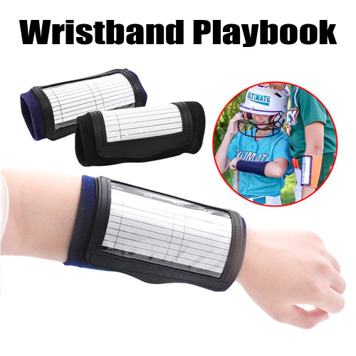 Football Playing Wristbands with Clear Window Professional Football Basketball Softball Armband Playbook with Good Elasticity