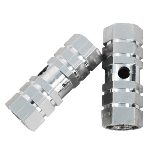 2PCs Set Bicycle Aluminum Alloy Hexagonal Column Axle Foot Pegs Non Slip Grooves (Silver)