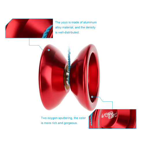Professional Magic Yoyo T5 Overlord Aluminum Alloy Metal Yoyo 8 Ball KK Bearing with String for Kids Red