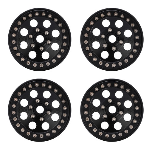 4pcs 1.9 Inch RC Metal Beadlock 8 Round Hole Wheel Rim Hubs for Axial SCX10 90046 RC 1/10 CarBlack