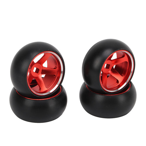 4PCS RC Drift Tires Aluminum Alloy RC Tires and Wheels Set for Wltoys K989 K969 P939 28413 1/28 RC Cars Red