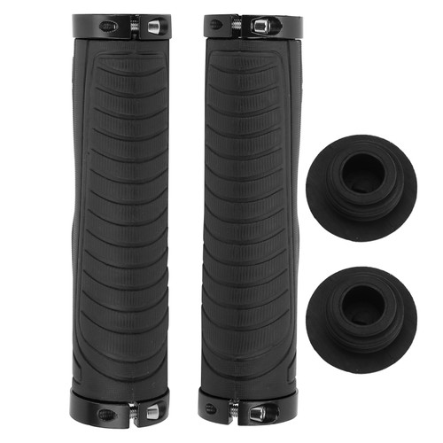 Mountain Bike Soft Handlebar Grips Bicycle Double Lock AntiSlip Rubber Handle Grips(Black )