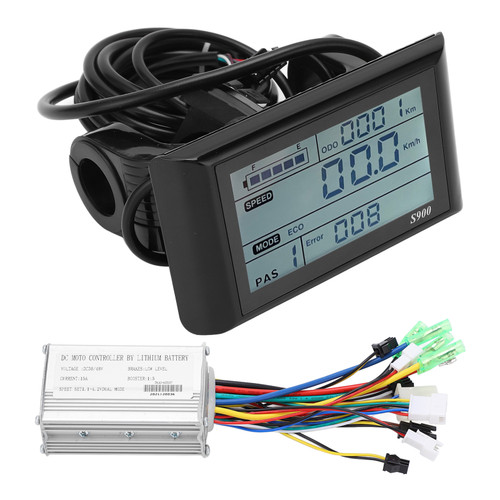 36V/48V 15A Brushless Motor Controller LCD S900 Display Panel Set for 22.2mm Handlebar Electric Bicycle