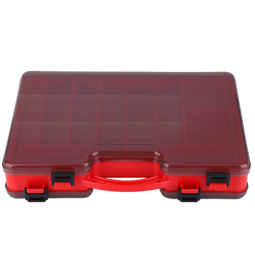 Fly Lure Box Fishing Tackle Storage Box Spoon Hook Bait Tackle Case with Handle Red