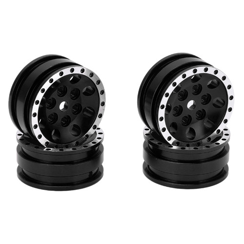 4pcs Metal 8 Round Hole Wheel Hub Rims for Axial SCX24 1/24 Remote Control Climbing CarBlack