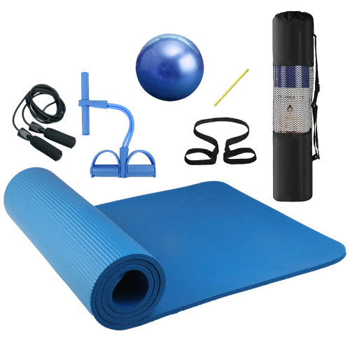 [通拓商品]4pcs Home Exercise Kit Yoga Mat Pilates Ball Ankle Puller Jump Rope Fitness Yoga Mat Set for Home Gym Indoor Oudoor