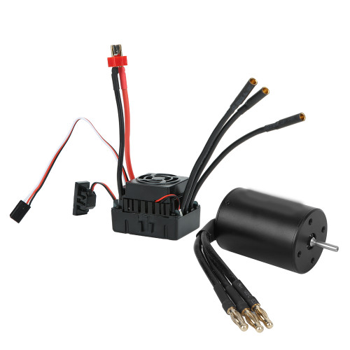 Surpass 3650 Waterproof 4 Pole Brushless Motor 60A ESC RC Car Accessory (Black)(3100Kv60A ESC )