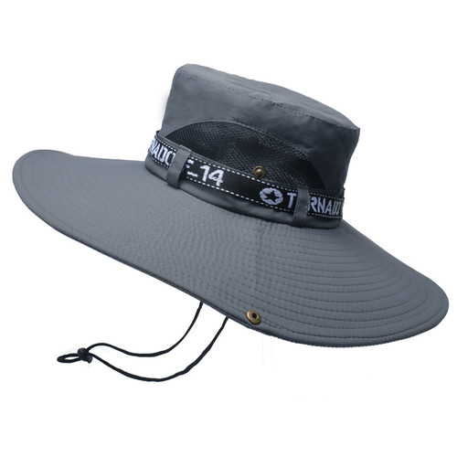 Fishing Hat Breathable Cotton Polyester Large Brim Sun Hat for Men Summer Mountain Climbing Dark Grey