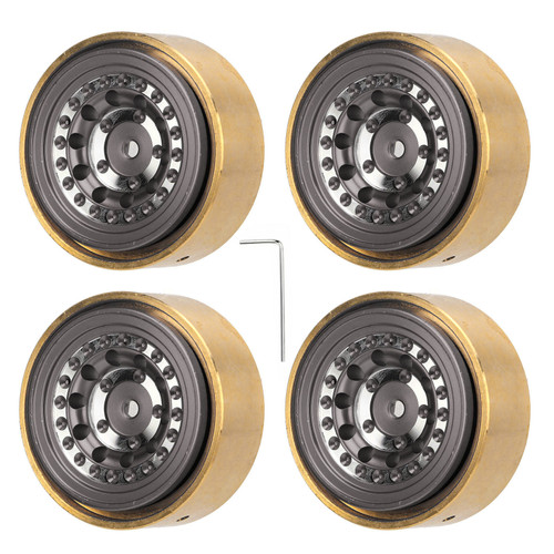 4pcs RC Beadlock Wheel Professional Aluminum Alloy Brass RC Wheel Weight Block for Watchman FMS FCX24 1/18 1/24 RC Car Titanium