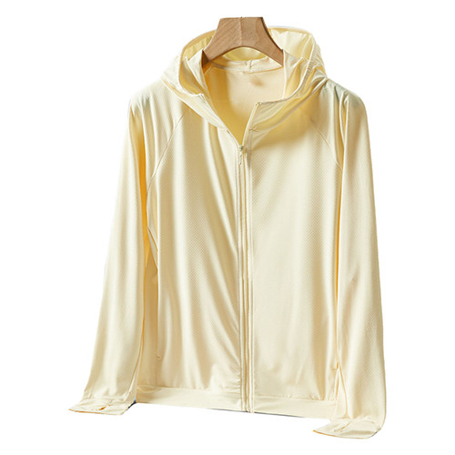 Women Sun Protection Jacket Quick Dry Weaving Craft Ventilate Women Sun Protection Hoodie for Outdoor Running Hiking Yellow L