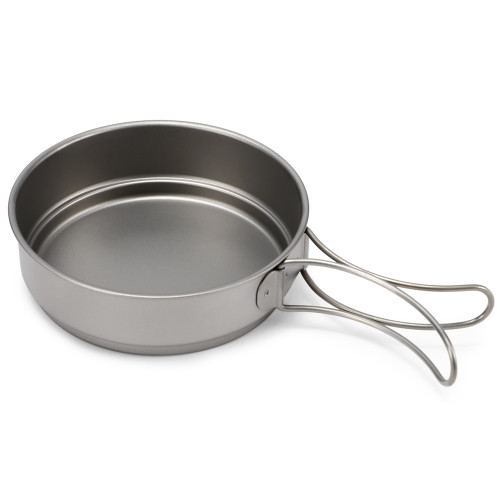 [通拓商品]350ml / 500ml Ultralight Titanium Fry Pan Bacteriostatic Pan Outdoor Portable Cookware Foldable Handle