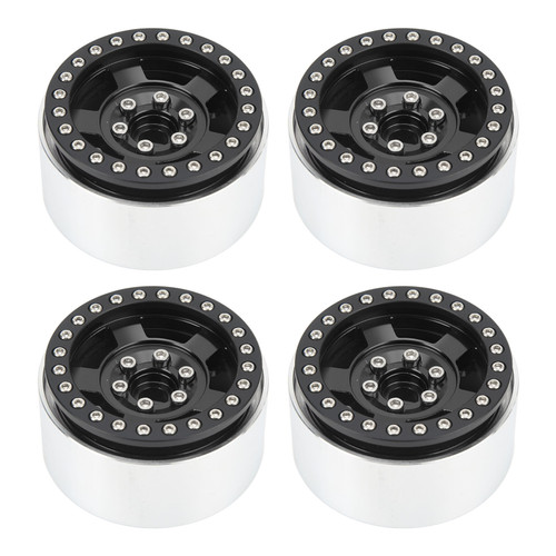 4pcs RC Car Wheel Professional Aluminium Alloy Replacement RC Wheel Rims for 1/10 RC Cars Black