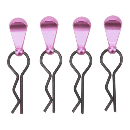 4pcs RC Body Clips R Pins Stainless Steel R Clips with Aluminium Alloy Pull Tabs for 1/8 1/10 RC Car Purple