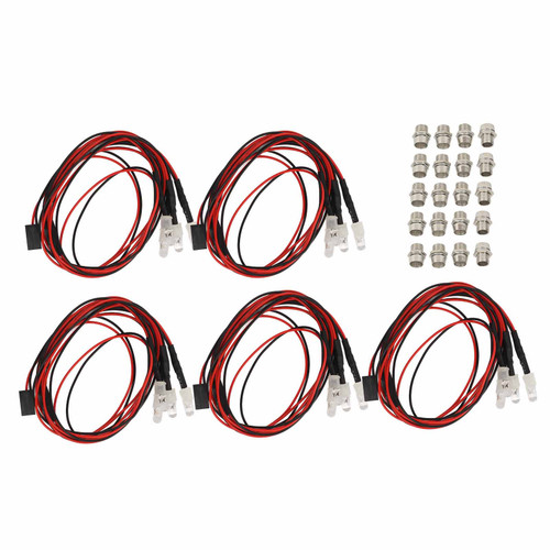 5PCS RC Lights Kit 7.4V 5mm 2 Blue 2 Green LEDs Silicone Wire RC Light Accessory for Traxxas for Hsp for Redcat for Tamiya for Axial