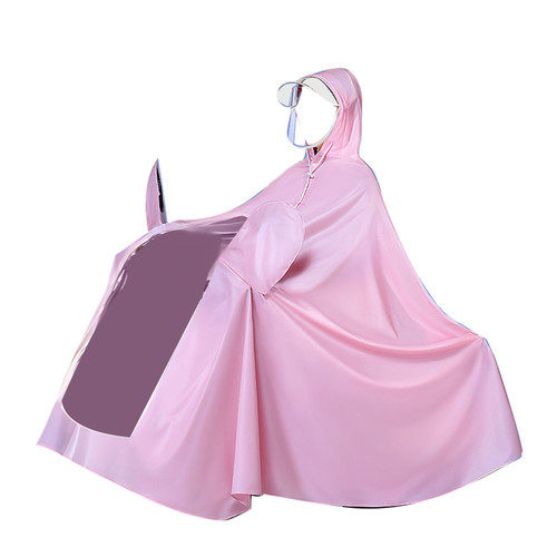 Electric Battery Bike Raincoat Bicycle Rain Poncho Long Full Body Reusable Rain Poncho 4X Mirror Cover Type Pink