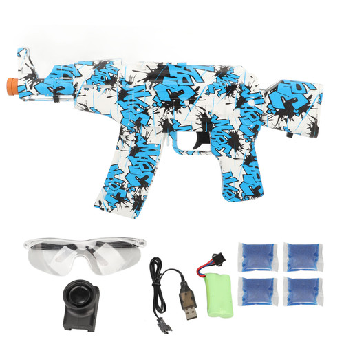 Electric Water Ball Toy Eco Friendly Automatic Gel Ball Toy with Goggle for Outdoor Activities Shooting Team Game Doodle Blue Forty Thousand Water Beads