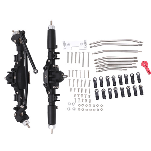 RC Front Rear Axles Complete Set Metal Assembly Kit Axle Drive Shaft for Axial SCX10 II RC Crawler CarBlack