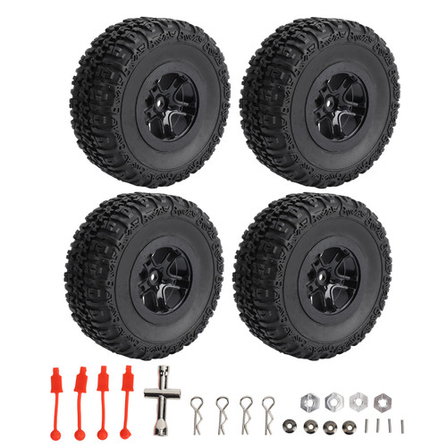 4pcs RC Short Course Truck Tires Professional High Simulation RC Tires Replacement for TRAXXAS SLASH 1/10 RC Car Black