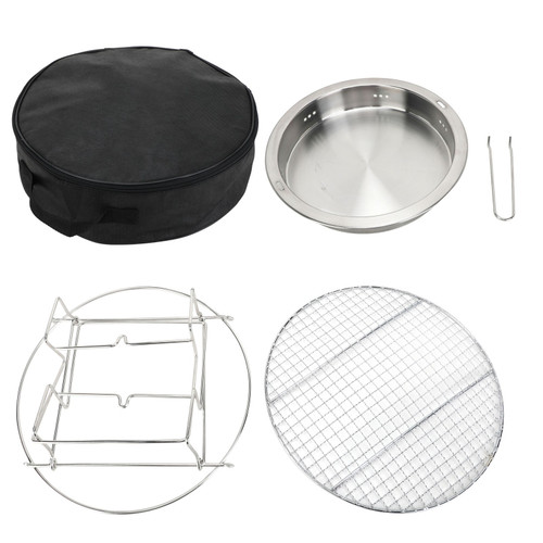 Round Barbecue Grill Stainless Steel Mini Foldable Round Hibachi Grill Eco Friendly Portable Charcoal Grill with Grilling Mesh