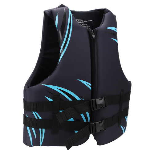 EPE Pearl Wool Blue Black  Adults Seaside Motorboat Life Jacket Vest for Swimming Fishing Drifting SuppliesBlue Black L