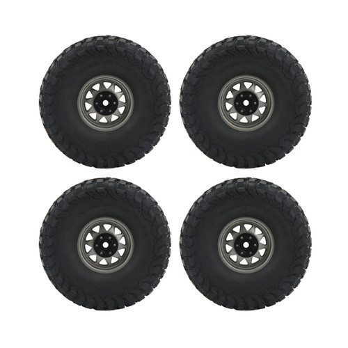 4PCS 1.9in Wheel Tires with 10 Holes Hub Uneven Gravel Pattern for SCX10 1/10 RC Car Models Gray