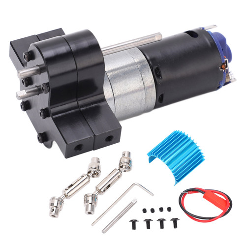 RC Car Metal Speed Transmission Case Gearbox with Drive Shaft Kit for WPL 4WD 6WD RC TruckBlack
