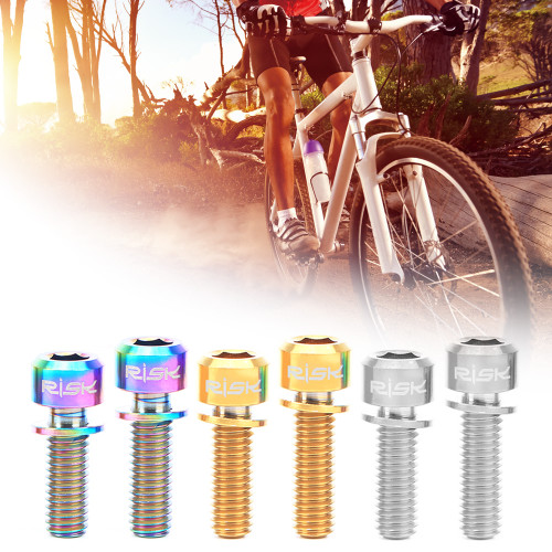 RISK 4PCS M6×18/20mm Titanium Ti Bolts Screws for MTB Disc Brake Caliper with Adaptor Spacer