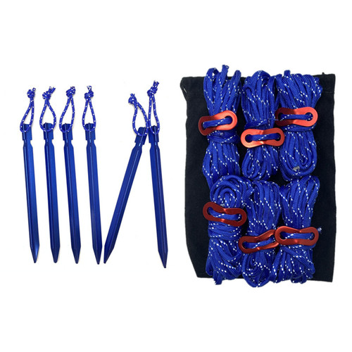 Tent Ropes Peg Buckles Reflective Ropes Set with Storage Bag for Outdoor Camping Blue