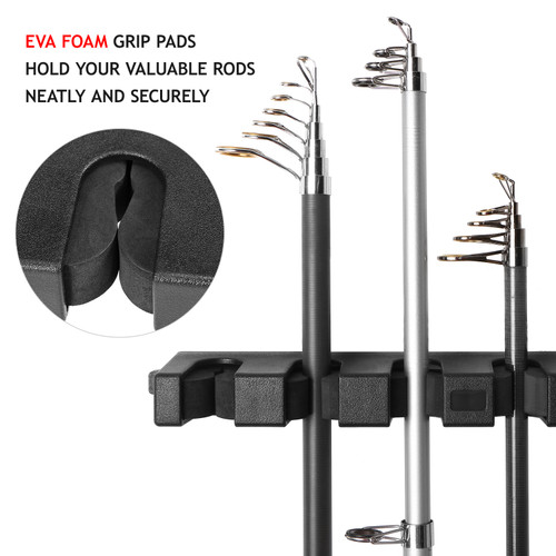 Fishing Rod Rack for 6 Thin Fishing Rods Wall Mounted Fishing Pole Storage Rack Stand Holder